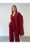 Limited Edition Women's Jacket Vest Palazzo Pants Burgundy 3-Piece Set – Office & Chic Combination - 6