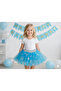 Combed Cotton Lined Silver Glitter Snowflake Printed Ice Blue Tutu Skirt