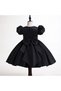 Special Design Black Color Rhinestone Princess Model Balloon Sleeve Bow Detailed Girl's Evening Dress - 2