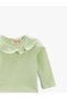 Cotton T-Shirt with Ruffle Collar Long Sleeve - 3