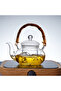 Bamboo Handle Glass Strainer Teapot 1000 ml (Glass Herbal Tea Stove) - 8