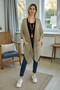 Mink Color Knitwear Cardigan with Slit Pockets on the Sides - 3