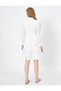 Button Detailed Classic Collar Lace Detailed Midi Dress - 4