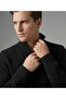 Half Zipper Black Mock Neck Thick Corded Fabric Men's Knitwear Sweater - 3