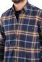 Men's Navy Blue Checkered Winter Wool Shirt with Pockets, Wide Cut - 3