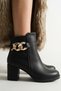 Women's Black Zippered Buckle Detailed Daily Use Short Heeled Boots (7 cm) - 6
