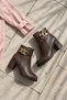 Women's Brown Zippered Buckle Detailed Daily Use Short Heeled Boots (7 cm) - 3