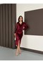 Fitted Polo Neck Gathered Detail Midi Length Stretchy Velvet Pencil Dress - 5