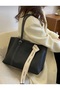 Women's Large Size Scarf Detail Shoulder Bag Black - 4