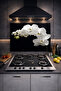 Stove Back Glass Protector, Countertop Built-In Back Protector, Heat Resistant, Decorative Patterned