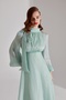 Water Green Ribbon Collar Flared Dress - ELIZABETH - 4