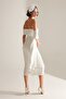 Shawl Detailed Pencil Skirt White Wedding Dress - 6