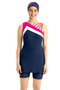 Semi Covered Swimsuit with Shorts Sleeveless 3059 Dark Navy Blue - 2