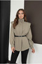 Special Design Flared Belted Hidden Button Detailed Jacket - Lined