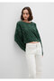Crew Neck Green Sweater Crop / Short Cut 1710477-71894