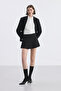 Black Double Pleated Pants Skirt - 6