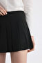 Black Double Pleated Pants Skirt - 7