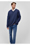Cashmere Blended Navy Blue Sweater Slim Fit / Slim Fit 0710188 -70497