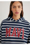 Logo Printed Navy Blue Striped Sweatshirt 1S10118-81518 - 5