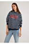 Logo Printed Navy Blue Striped Sweatshirt 1S10118-81518 - 2