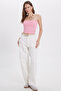 Women's Slim Fit Slim Fit Cotton Strapless Pink Blouse - 4