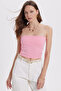 Women's Slim Fit Slim Fit Cotton Strapless Pink Blouse - 8