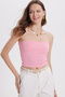 Women's Slim Fit Slim Fit Cotton Strapless Pink Blouse - 3