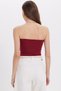 Women's Slim Fit Slim Fit Cotton Strapless Burgundy Blouse - 7