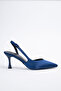 Siena Women's Stiletto Pointed Toe Open Back Heeled Shoes Navy Blue - 3