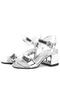 Pony Silver Mirrored Thick Heeled Girls' Evening Dress Shoes - 5