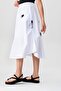 Women's Buckle Pocketed Elastic Waist Skirt White - 7