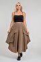 Women's Cargo Pocket Pack Lined Hidden Zipper Cotton Fabric Skirt Khaki Cotton