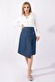 Women's Wrap Waist Elastic Buckle Denim Skirt Indigo