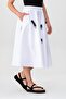 Women's Buckle Pocketed Elastic Waist Skirt White - 4