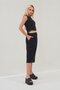 Women's Black Color Pleated Front Buttoned Cotton Skirt - 3