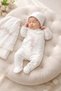 Pleated Floral Embroidered 3-Piece Organic Hospital Discharge Set 100% Cotton Newborn Baby Girl