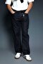 Men's Patterned Belt Detailed Baggy Fit Jeans Black - 3
