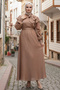 Women's Belted Dress with Ruffle Detail 2092 Mink - 3