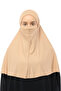 Ready Practical Scarf with Turban Veil Hijab with Hijab - Prayer Cover Souffle (XL) - Dark Beige - 3