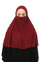 Ready-made Turban Veil Practical Scarf Hijab with Hijab - Prayer Cover Souffle (XL) - Claret Red - 3