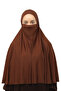 Ready Practical Scarf with Turban Veil Hijab with Hijab - Prayer Cover Souffle (3xl) - Chocolate - 3