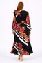 Women's Plus Size Black, Wrap Neck, Ruffle Hem, Floral Print Long Dress 65N39284 - 5