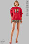 Unisex Long Sleeve Bowknot Christmas Printed Crew Neck Hoodless Fleece-Lined Oversized Sweatshirt - 2