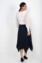 Women's Elastic Waist Lined Flock Print Patchwork Midi Skirt - 4