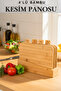 4-Piece Bamboo Cutting Board Set with Stand, Special Bamboo Chopping Set with Logo for Meat, Fish, Chicken, Vegetables