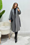 Women's Balloon Sleeve Unlined Belted Coat - Smoked - 4