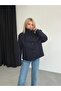 Women's Mock Neck Cotton Textured Premium Cashmere Coat - 3