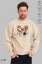 Unisex Long Sleeve Bowknot Christmas Printed Crew Neck Hoodless Fleece-Lined Oversized Sweatshirt - 4
