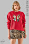 Unisex Long Sleeve Bowknot Christmas Printed Crew Neck Hoodless Fleece-Lined Oversized Sweatshirt