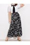 Women's Black Patterned Long Viscose Skirt 1898 - 2